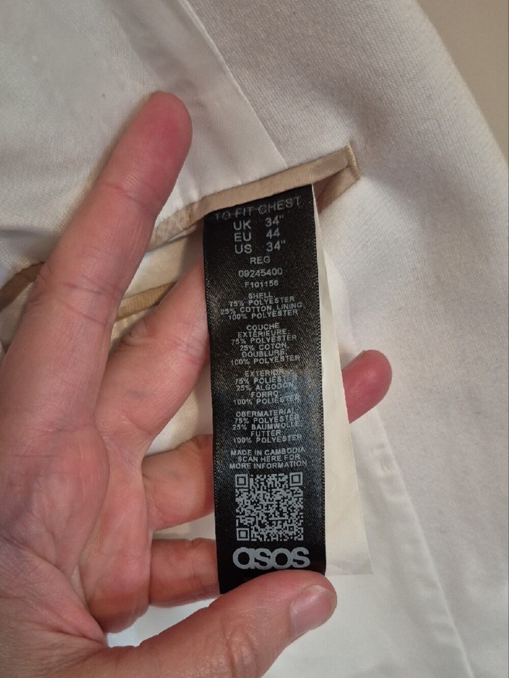 ASOS 3 Piece White Fitted Suit Blazer with Matching Vest And - Picture 4 of 7